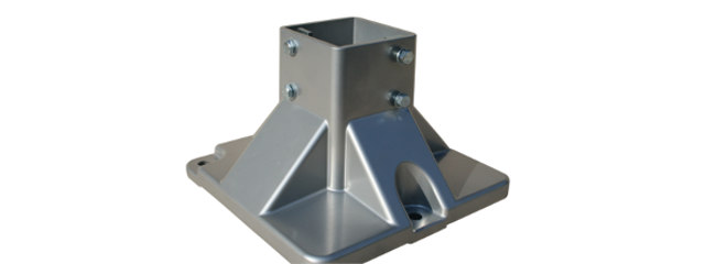 Die-cast aluminium foot for aluminium conveyors