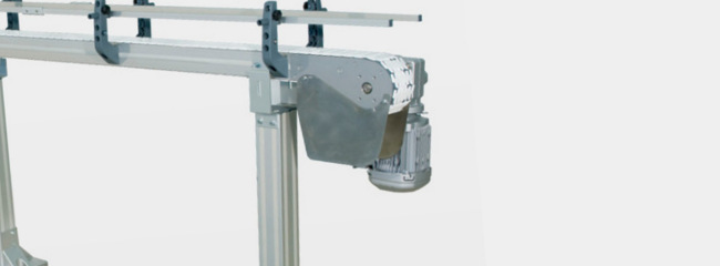 End drive unit for chain conveyor systems from modular automation