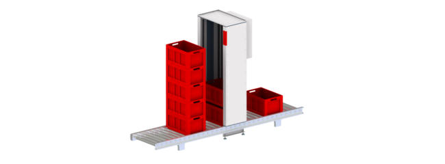 Container stackers from modular automation create a buffer in production and save space