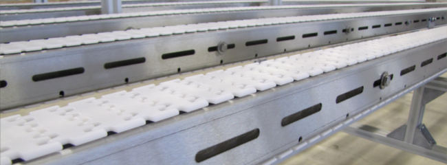 Stainless steel chain conveyors for the pharmaceutical industry