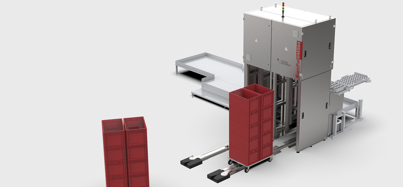 Fully automated container stacking system directly from trolley or floor roller